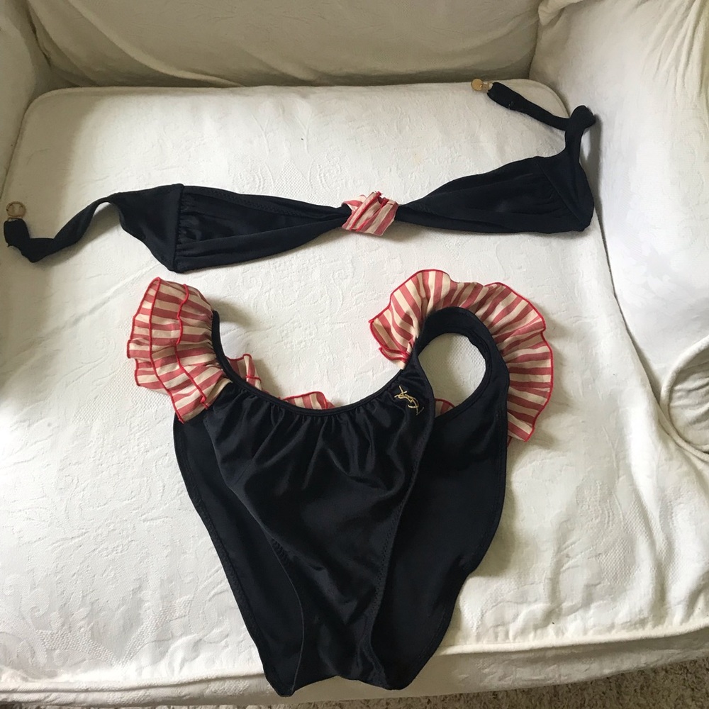 Vintage YSL strapless ruffle bikini